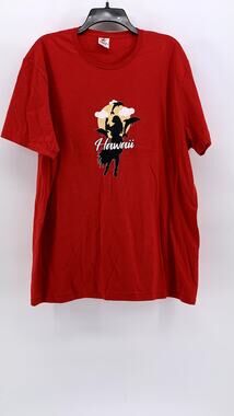 SPIRIT OF AMERICA Men's Red Hawaii Graphic Crewneck Short Sleeve Shirt SZ 2XL